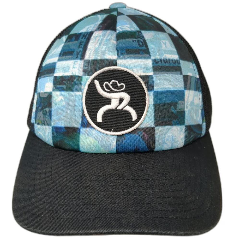 Hooey Trucker Hat Blue One Size Mesh Back Checkerboard Snapback Logo Patch